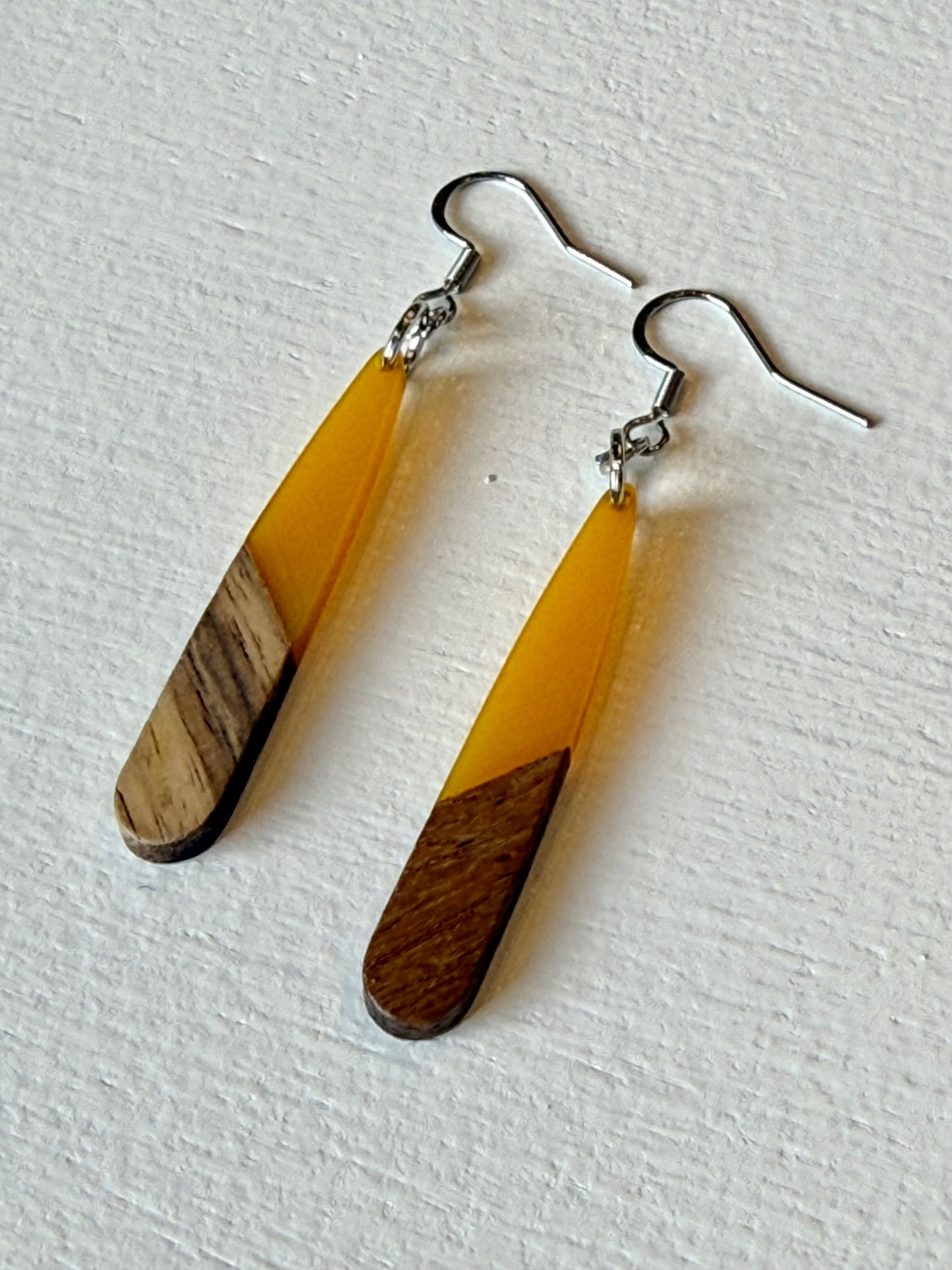 Wood And Resin Earrings Yellow