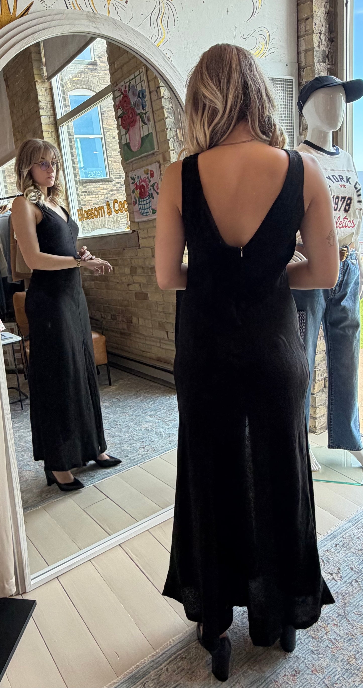 Athena Linen Dress/Black