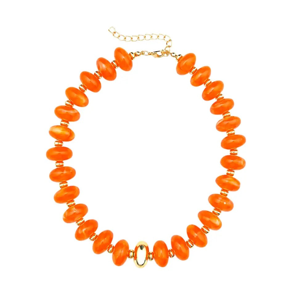 Evan Beaded Necklace Orange