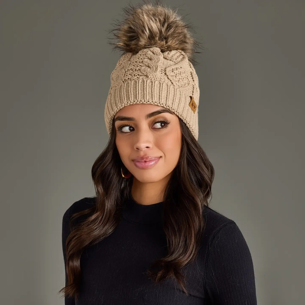 Taupe Pom Hat