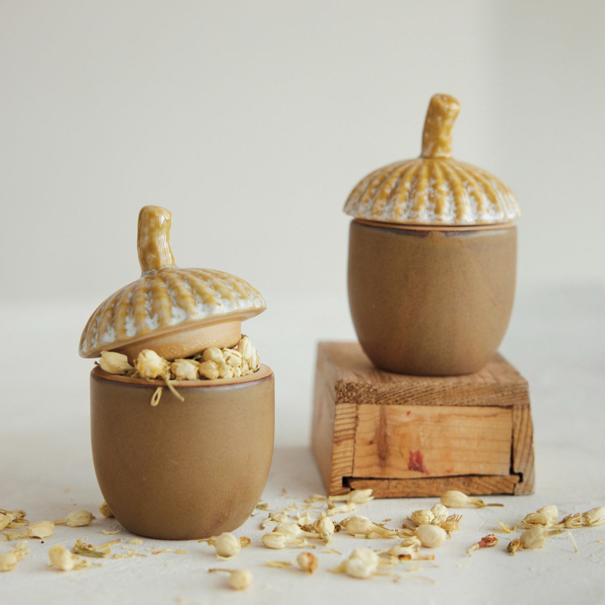 Stoneware Acorn Jar