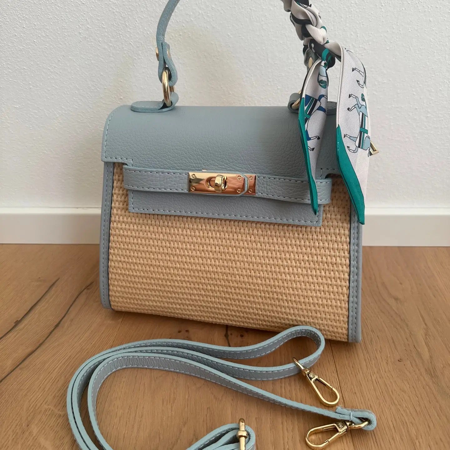 Raffia Bag, Blue