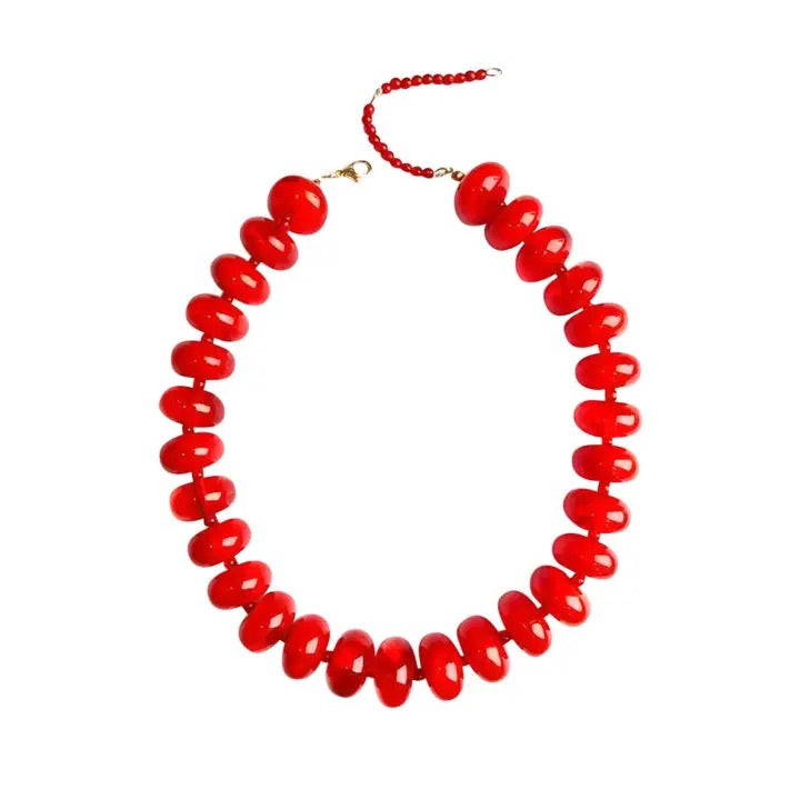 Bailey Chunky Beaded Necklace Red