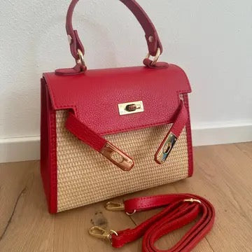 medium K, rafia bag Red