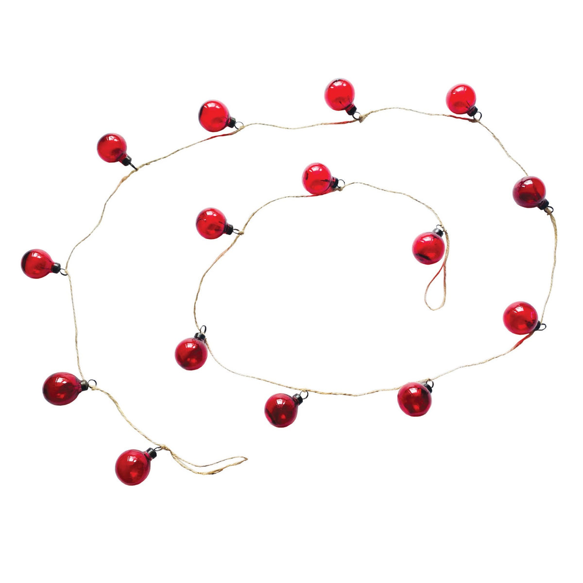 Glass Ball Garland, Red