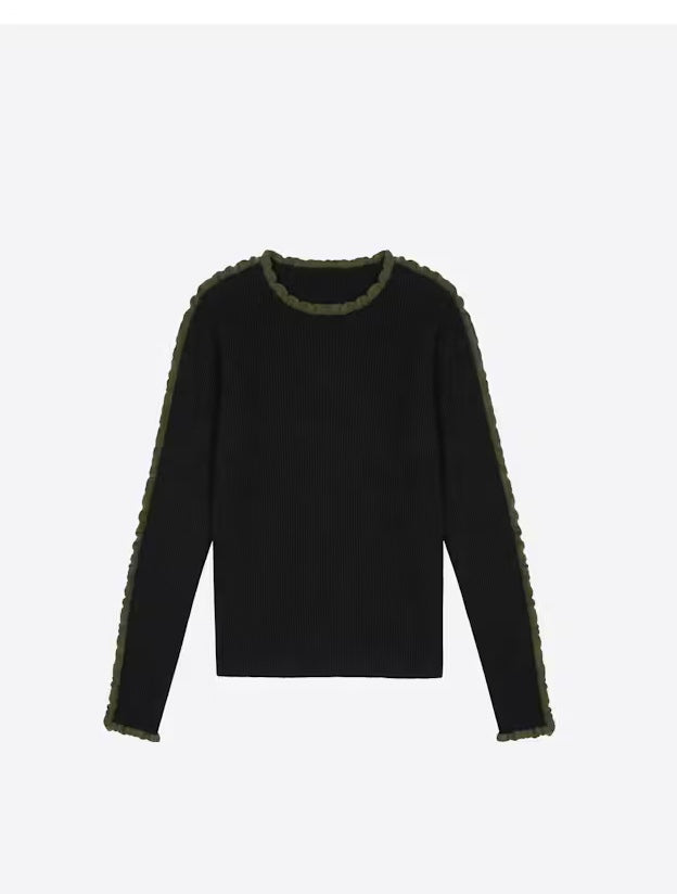 Green Ruffle Wool Sweater