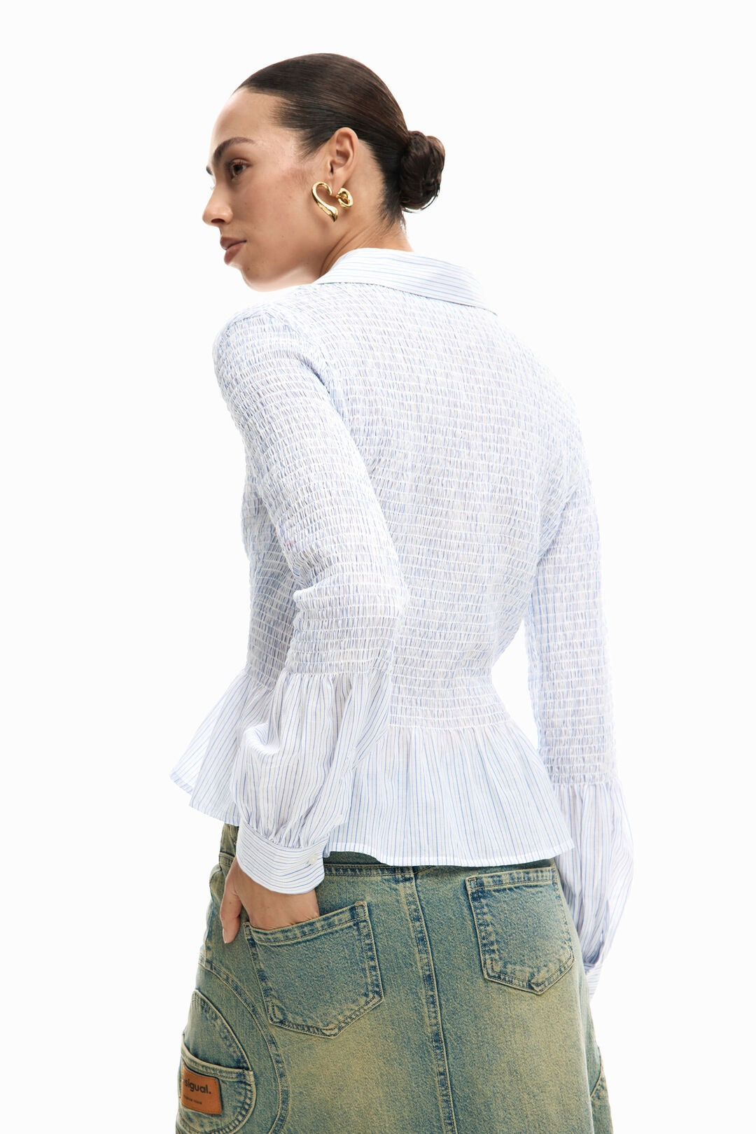 gathered striped shirt