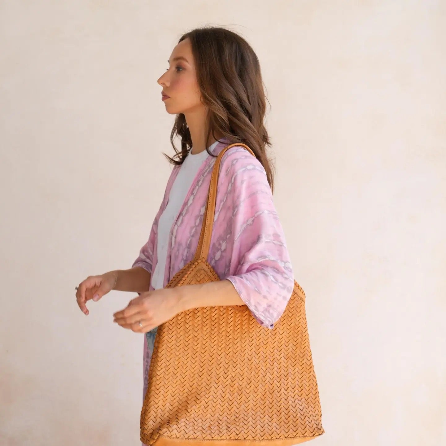 Carmen Handwoven Tote Tan