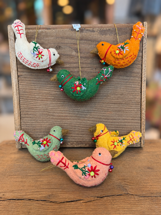 Wool felt bird ornament, 6 styles