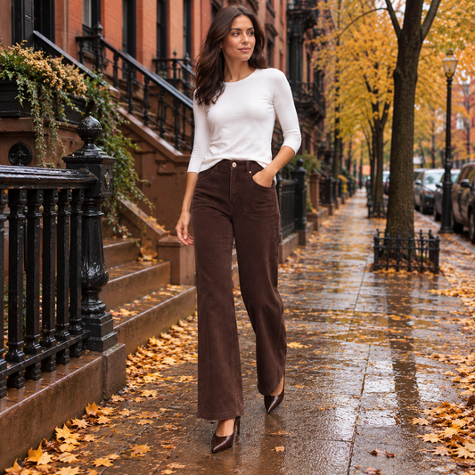 Carreli Wide Leg Corduroy Chocolate