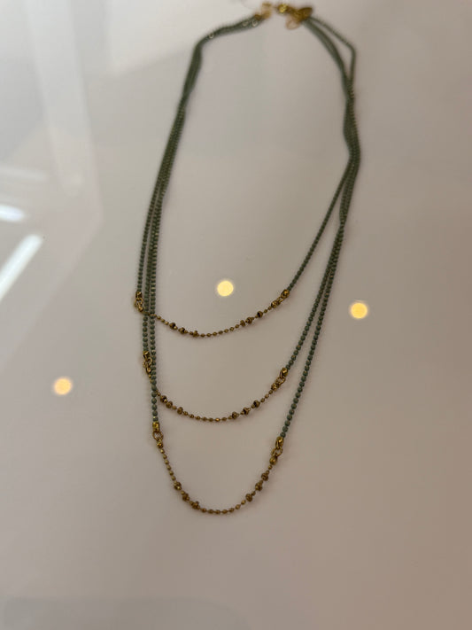 Triple Drape Necklace, Grey