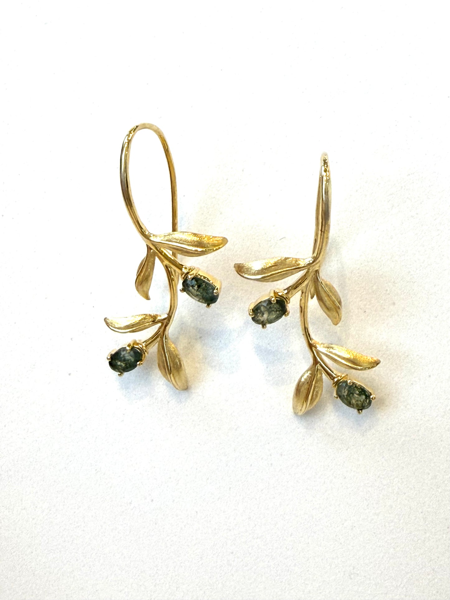 Olive Branch Green Moss Earrings