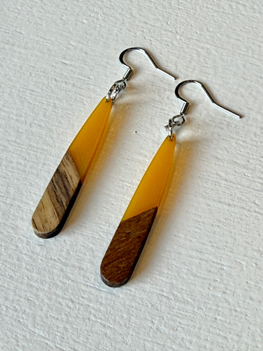 Wood And Resin Earrings Yellow
