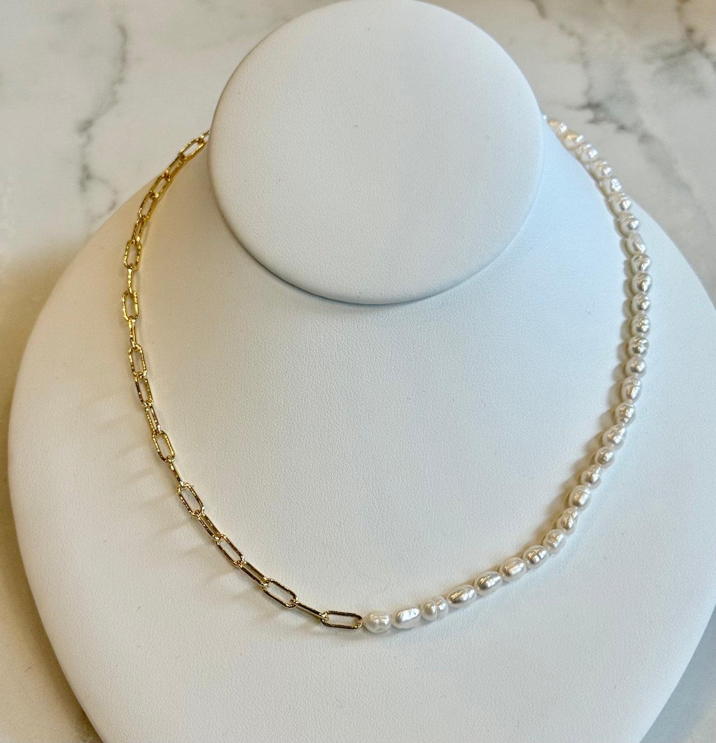 Pearl/Paperclip Necklace
