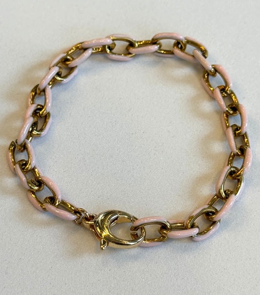 Enameled Paperclip Bracelet,/Pink