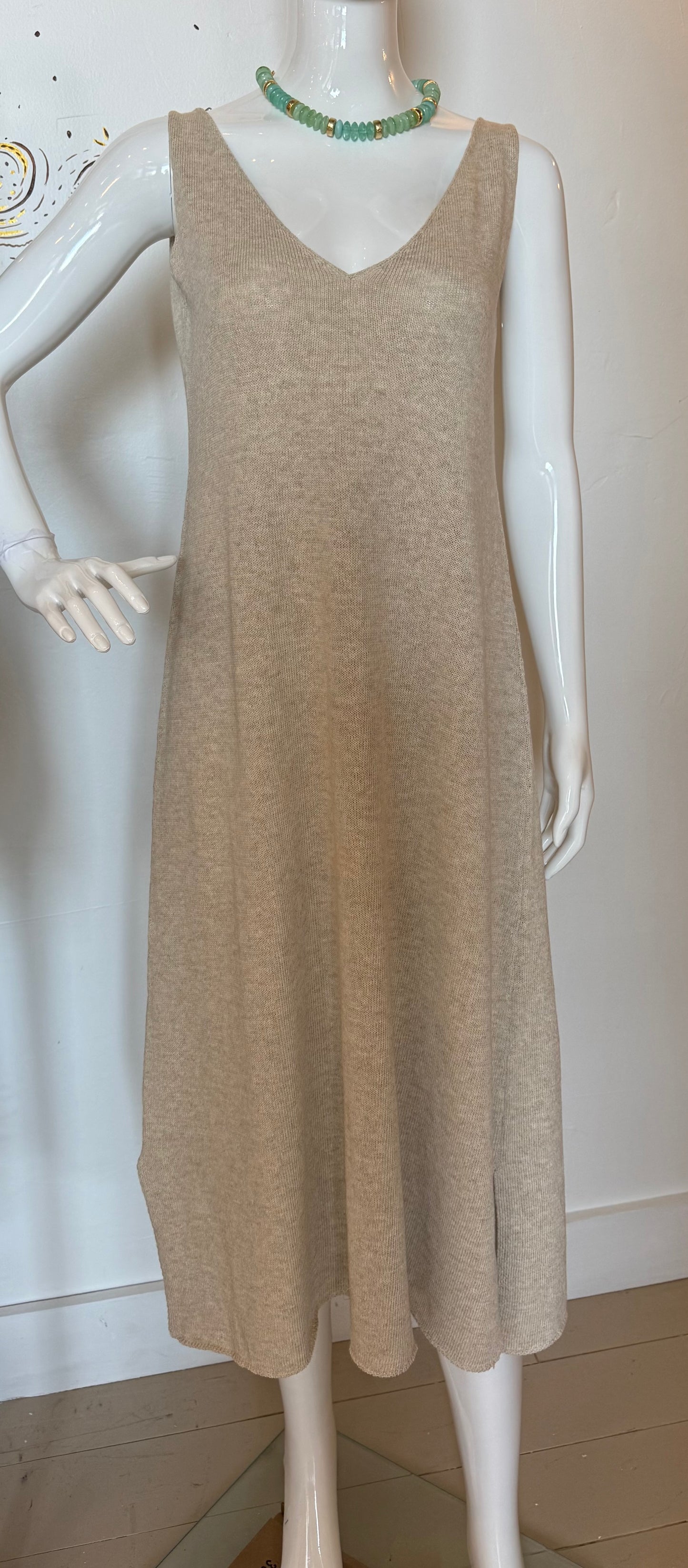 Aegean Knit Midi Dress Sand