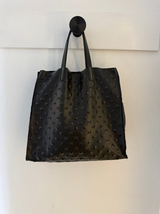 Embossed Leather Shoulder Bag blk