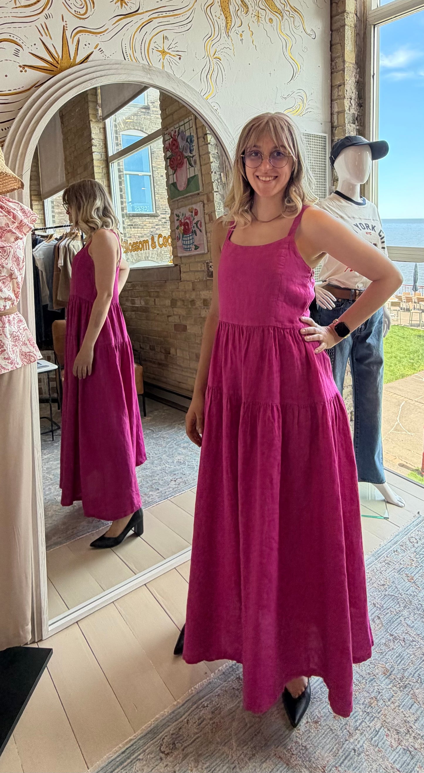Aphrodite Linen Dress Pomegranate