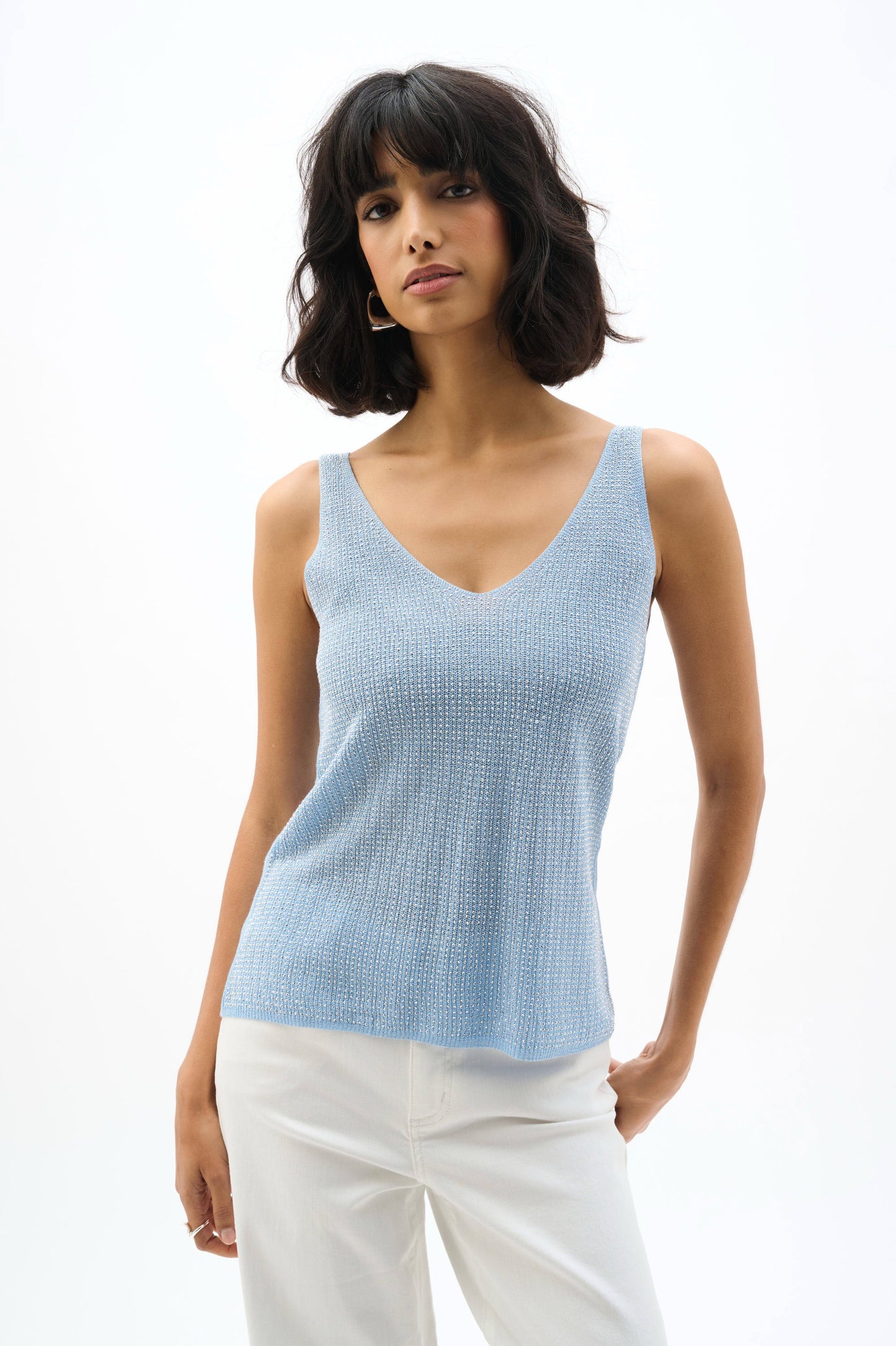 Metallic Knit Camisole Blue