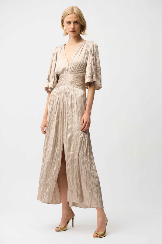 Satin Pleated Dress Champagne