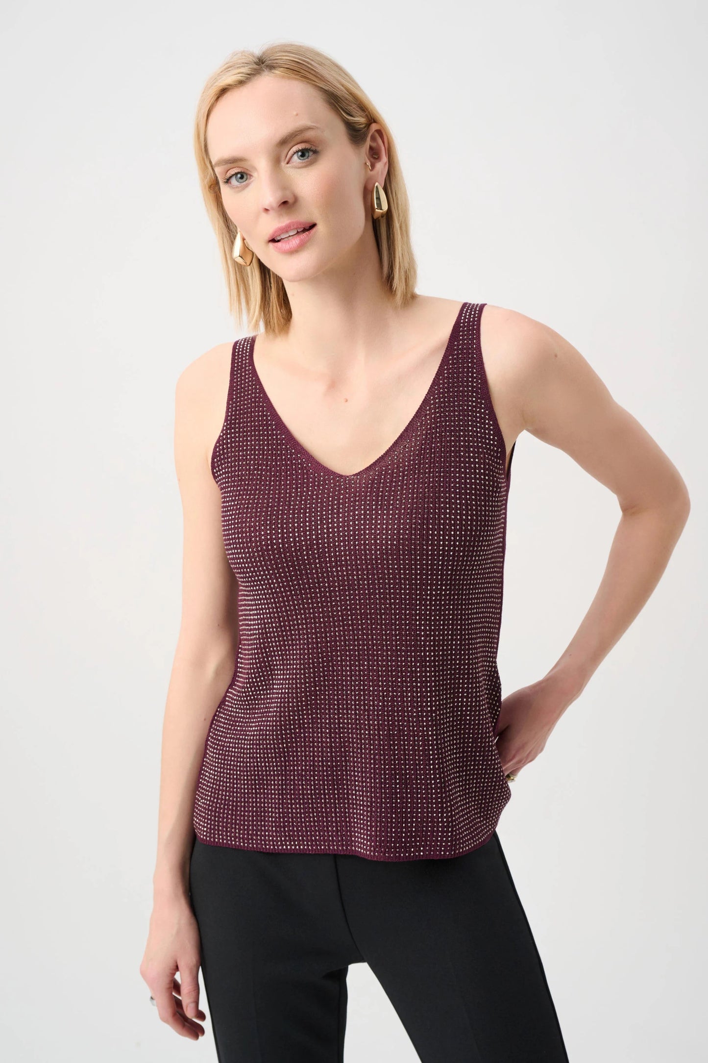 Metallic Knitted Top Plum