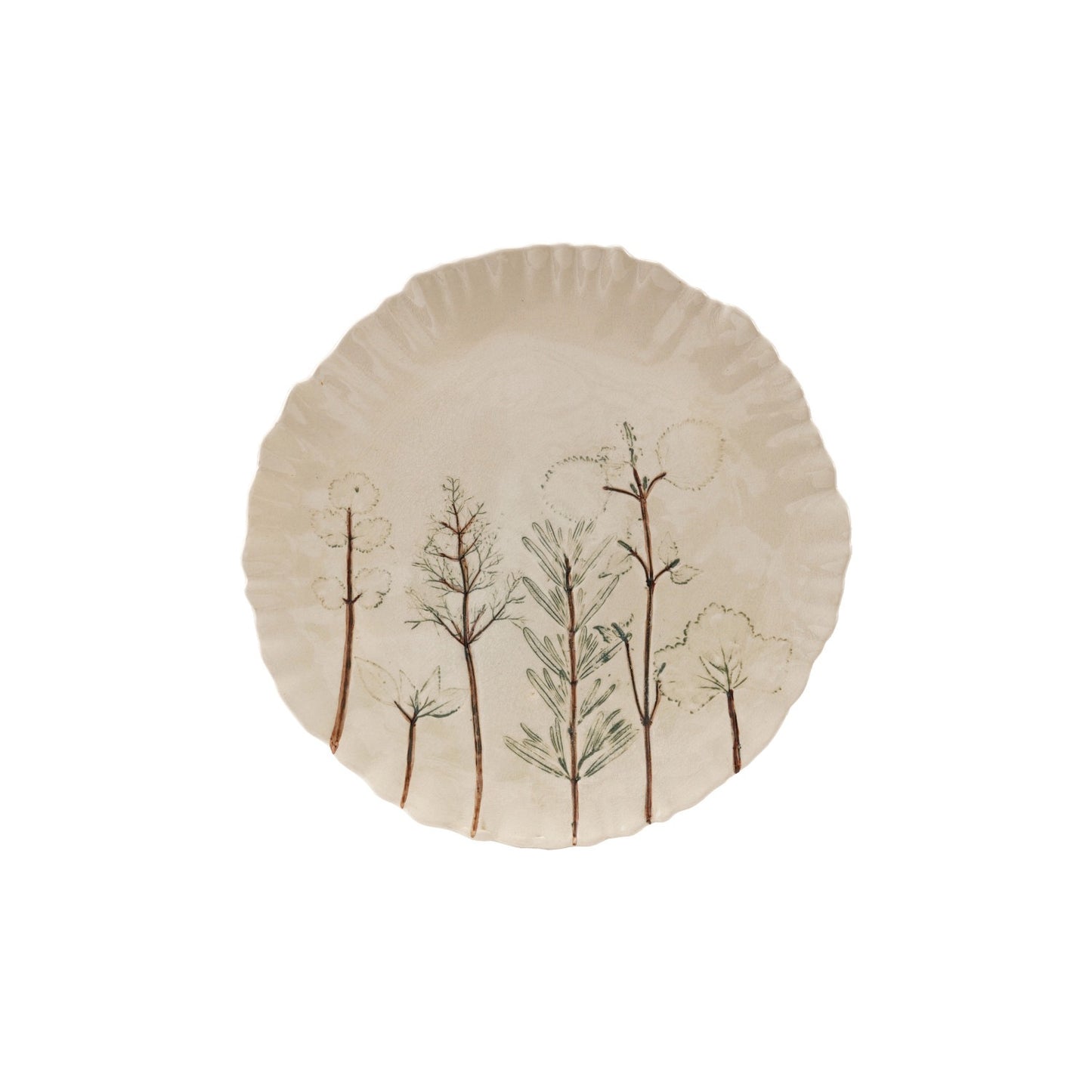 stoneware plate with botanicals