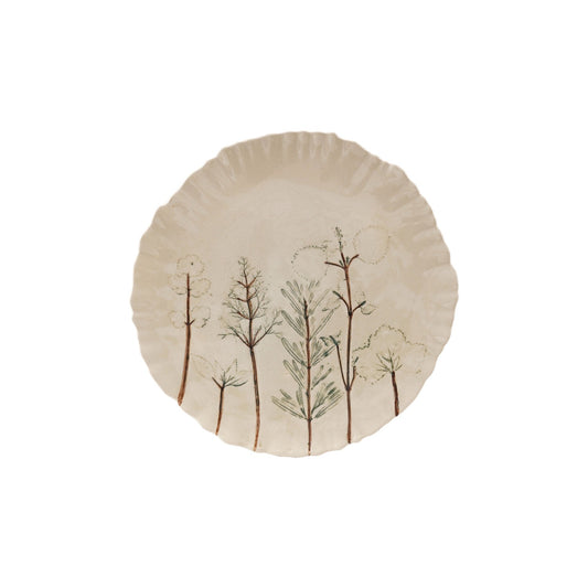 stoneware plate with botanicals