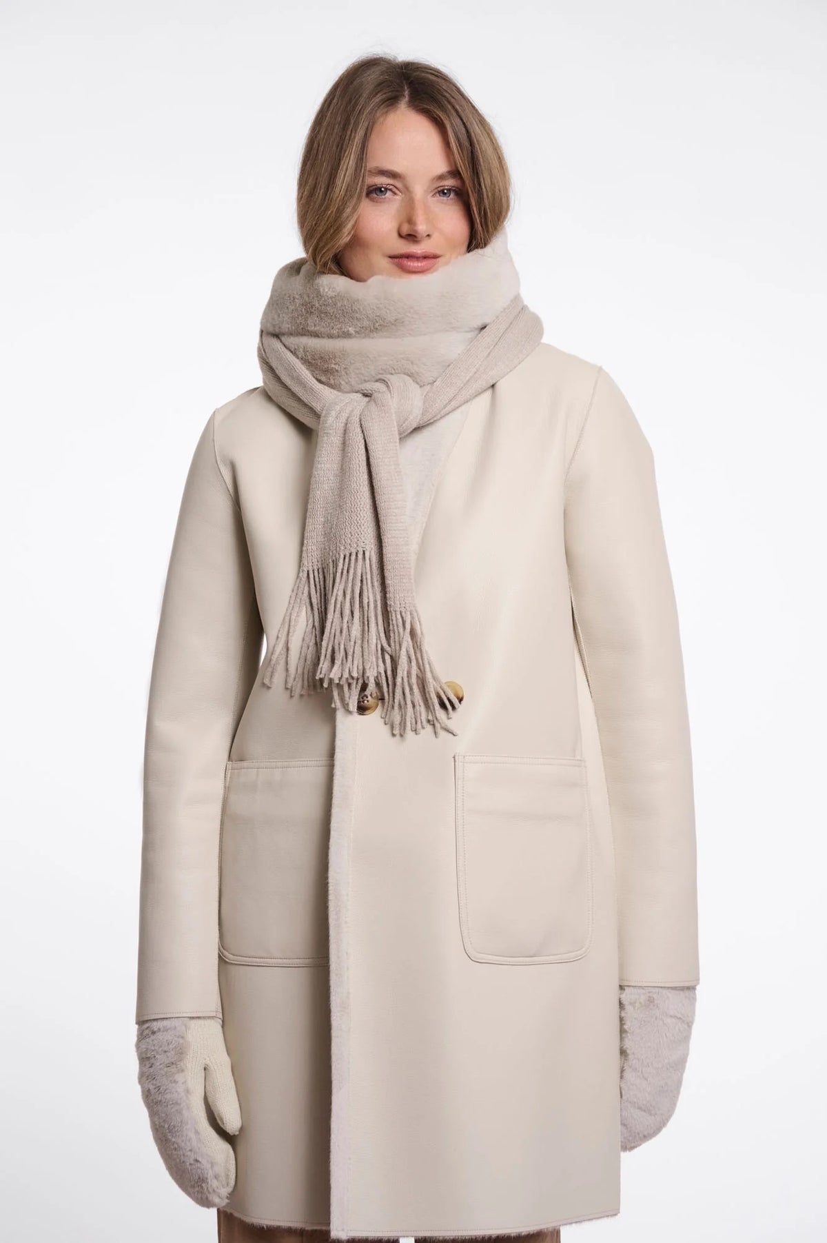 Knit Faux Fur Scarf Birch