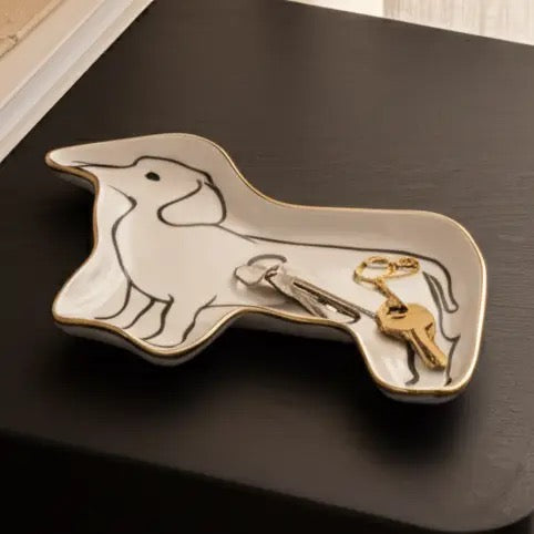 Ceramic Dachshund Jewelry Dish