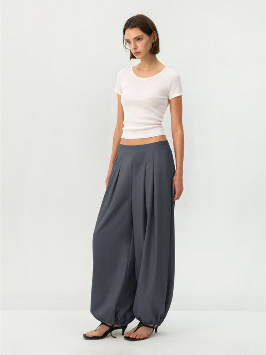 Pleated Balloon Pants Grey