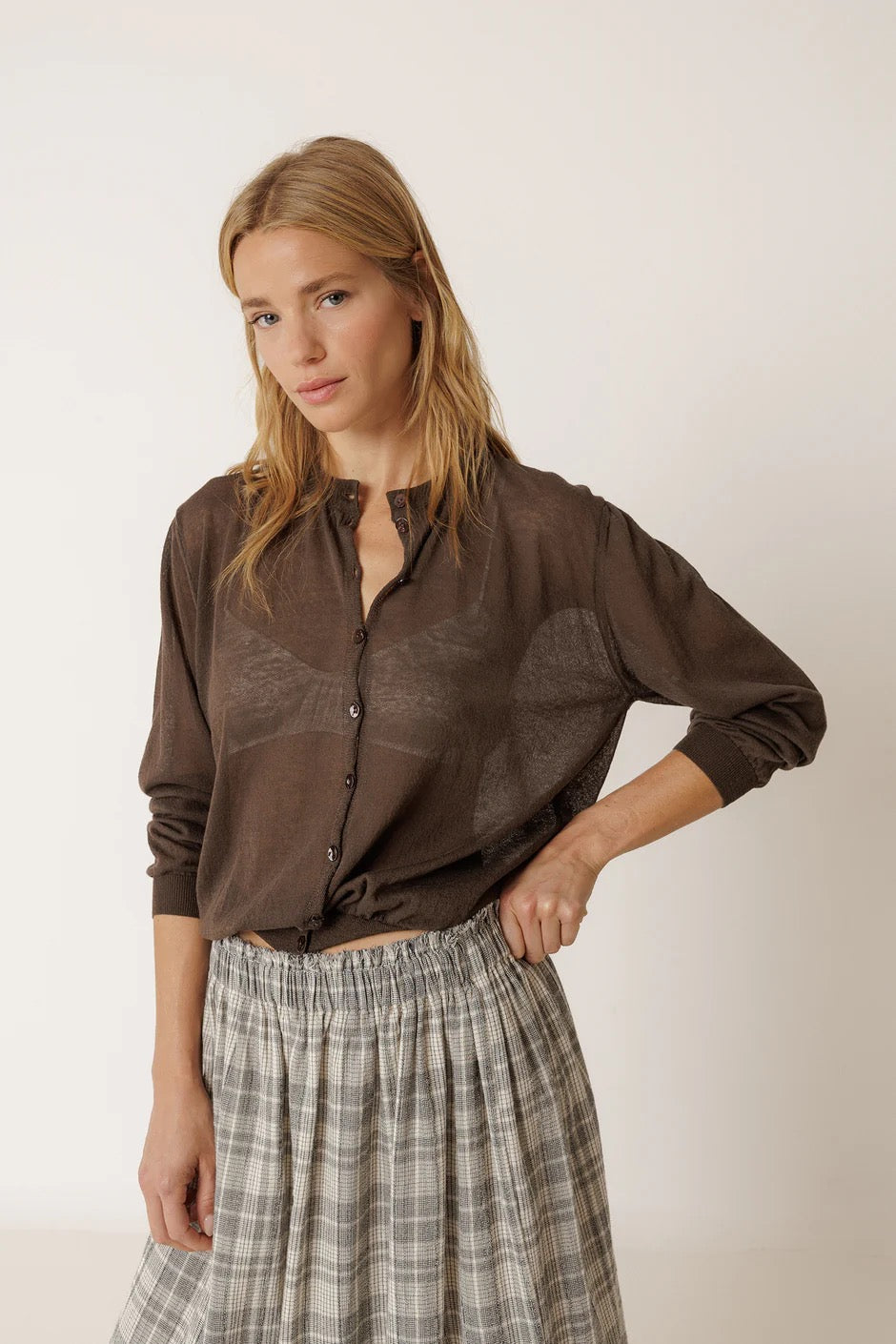 Chaqueta Sheer Cardigan Chocolate