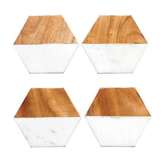 Wood Hexagon Coasters Set