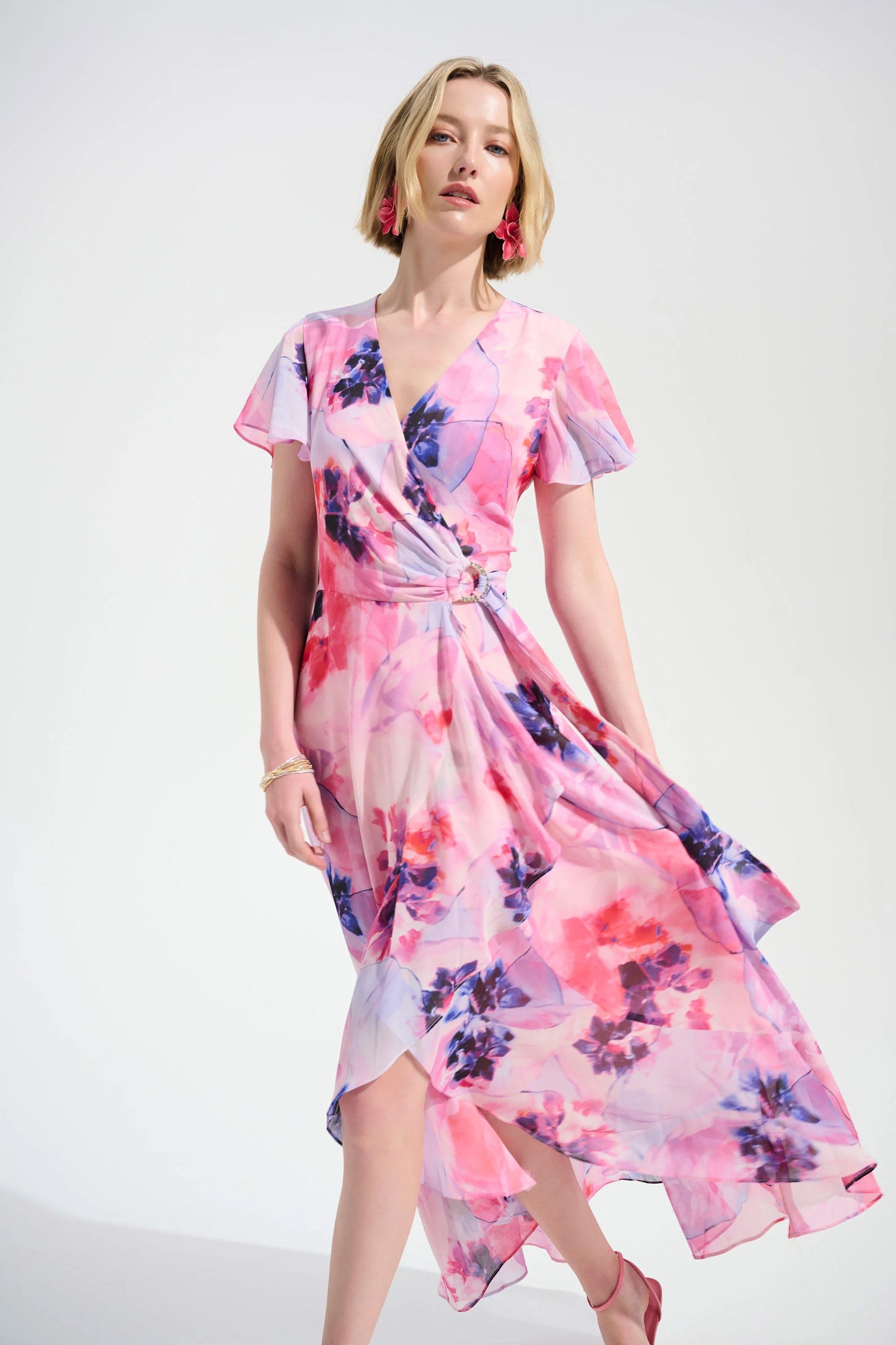 Chiffon Print Wrap Dress