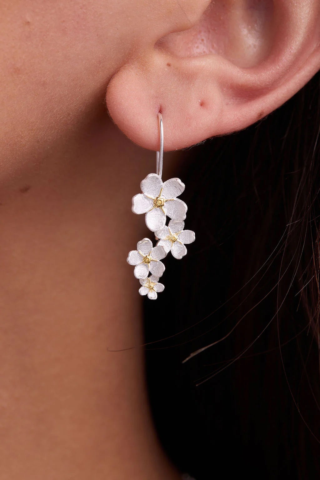 Cherry Blossom Silver Drop Earring