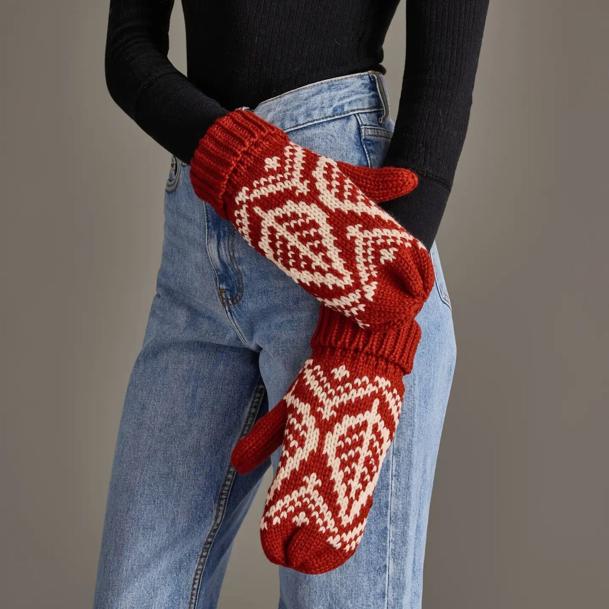 Rust and Beige Mittens