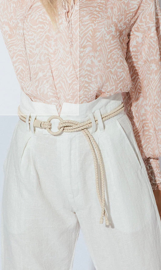 Loop Leather Belt/Cream