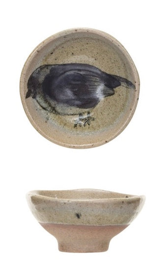 Stoneware Bowl, W/bird