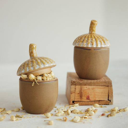 Stoneware Acorn Jar
