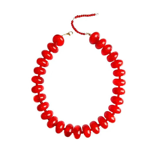 Bailey Chunky Beaded Necklace Red