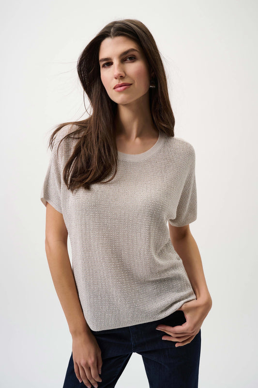 Knit Rhinestone Shirt/Moonstone