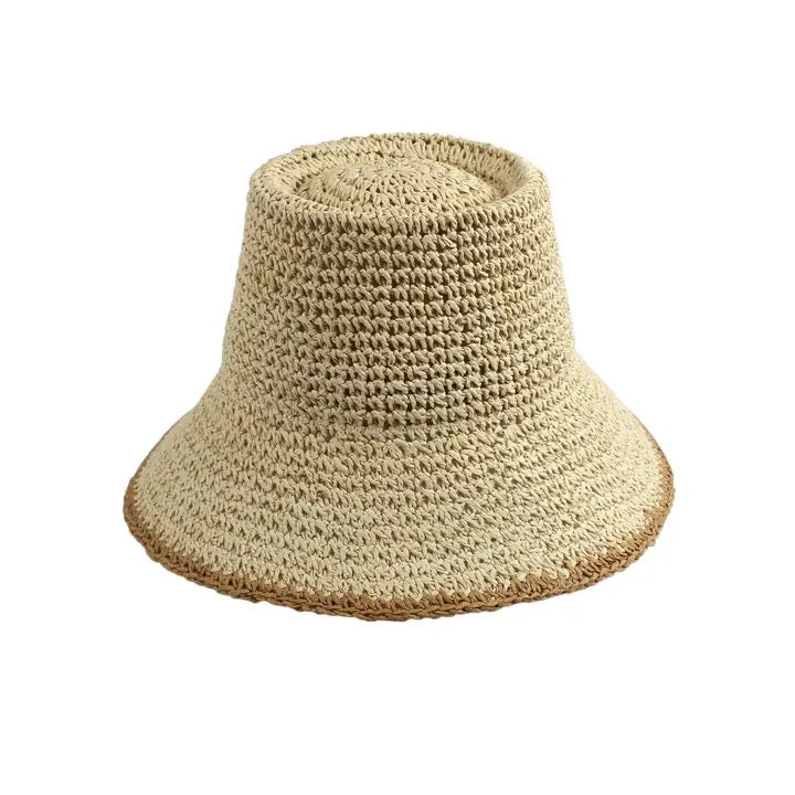 Paper Crochet Bucket Hat, Tan