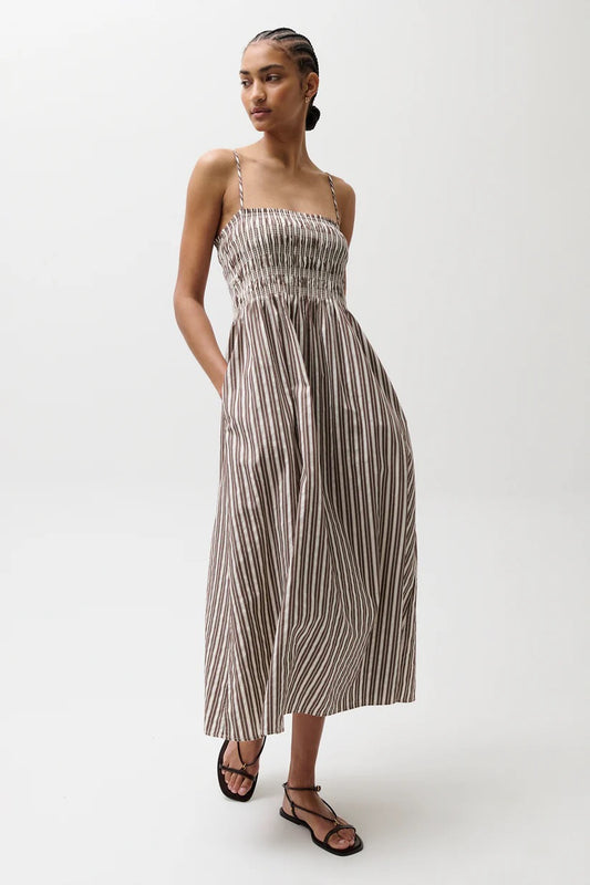 Bianca Dress, Brown Stripe