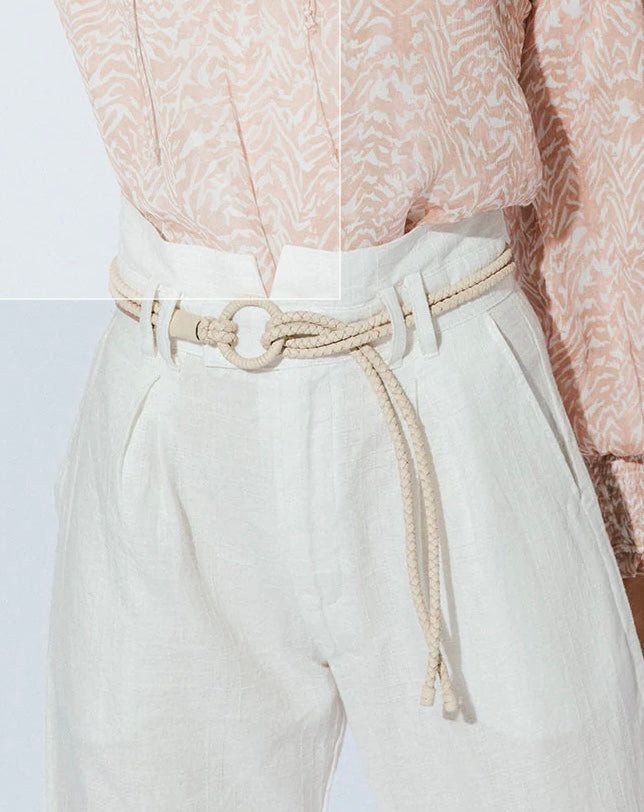 Loop Leather Belt, Cream