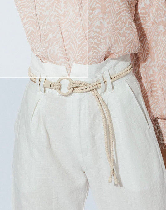 Loop Leather Belt, Cream
