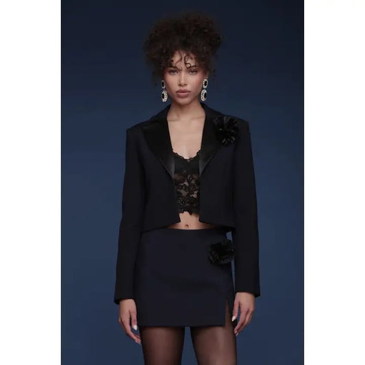 Rosette Trim Cropped Blazer