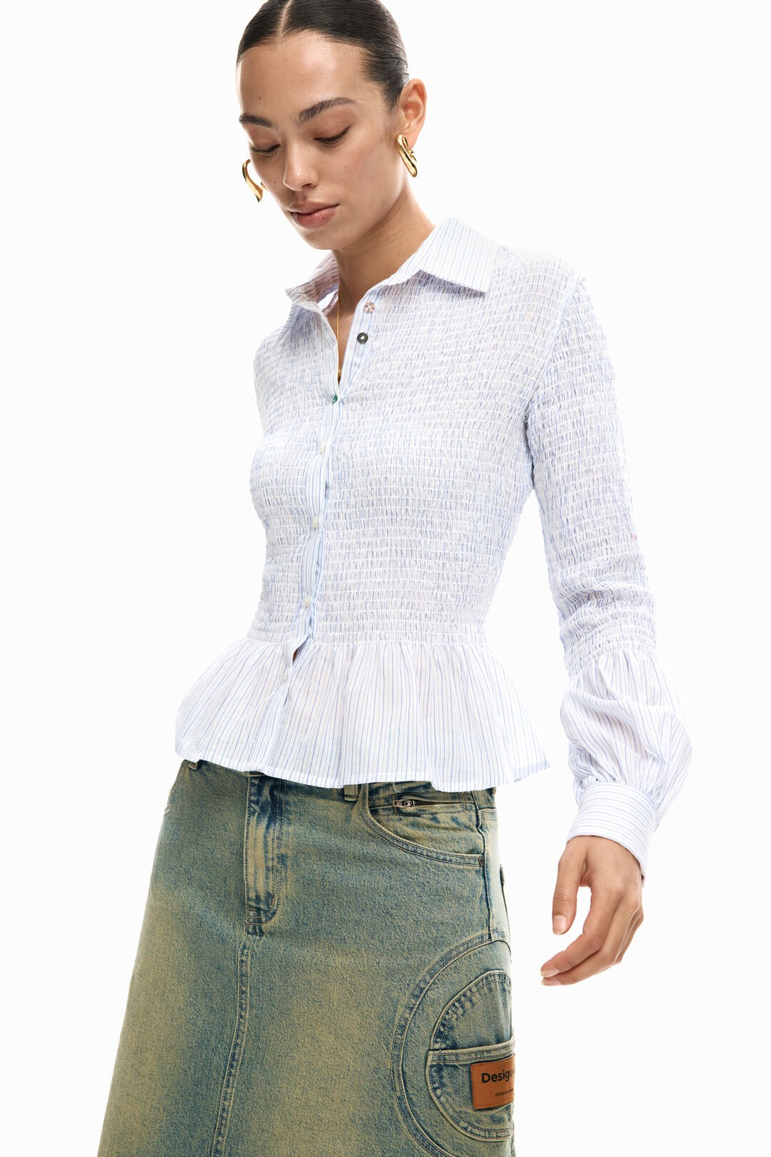 gathered striped shirt