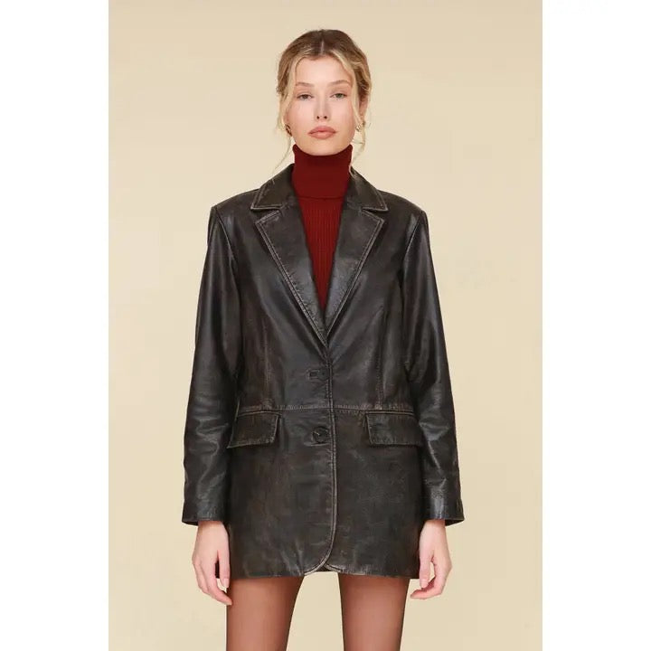 Vintage Wash Leather Blazer