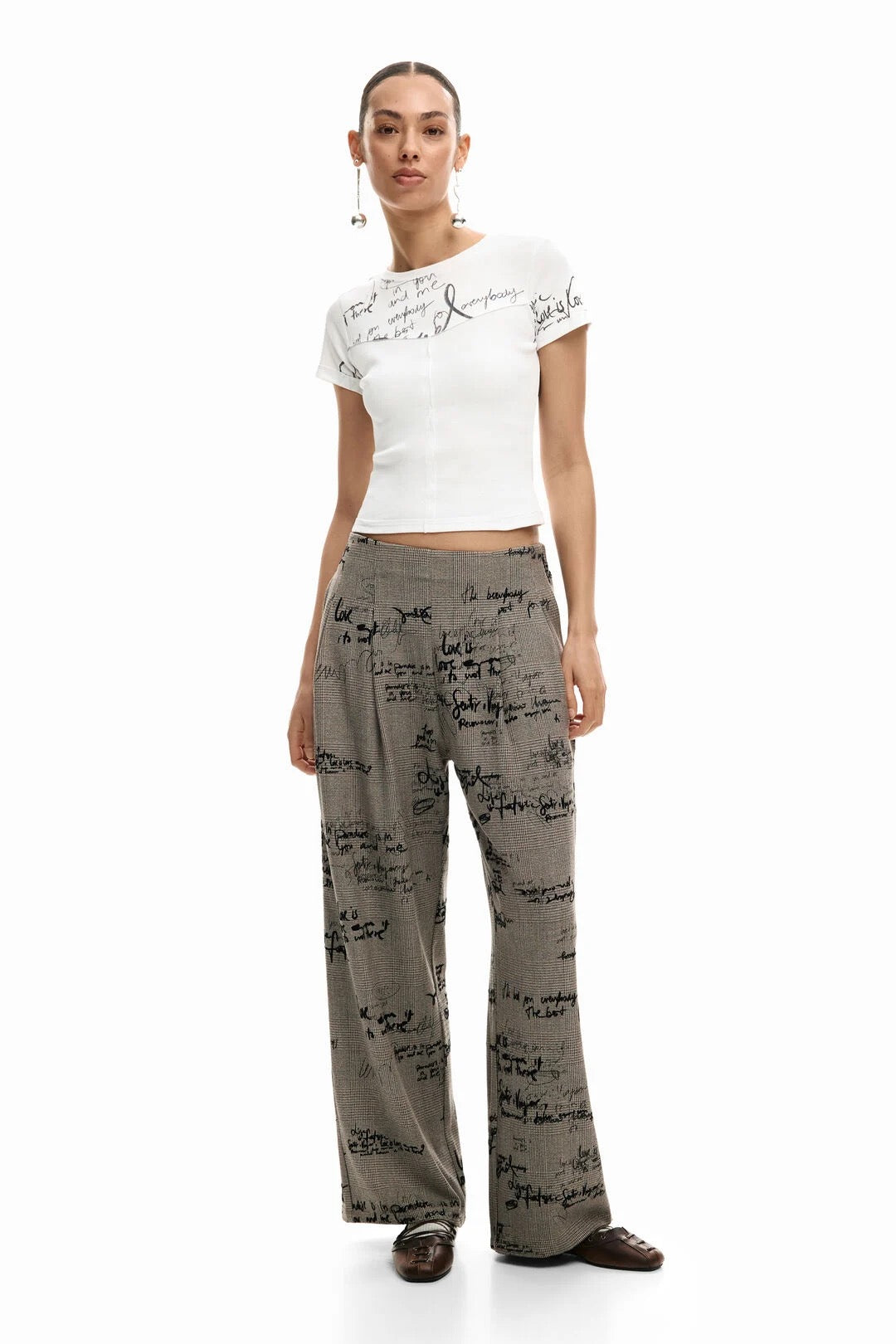 Plaid Lettering Trouser