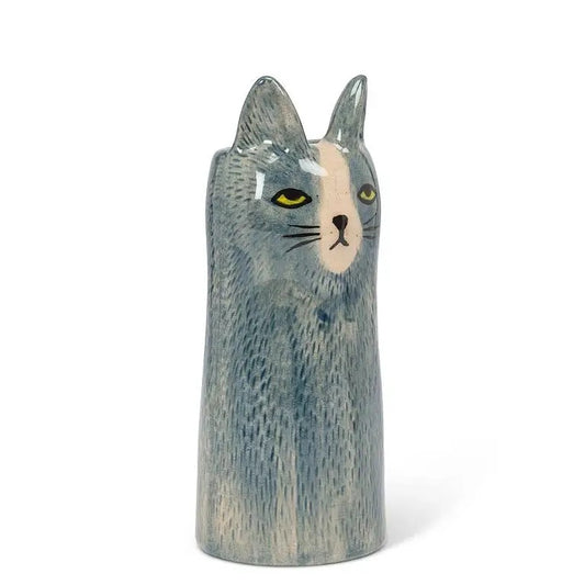 Skinny Blue Cat Vase
