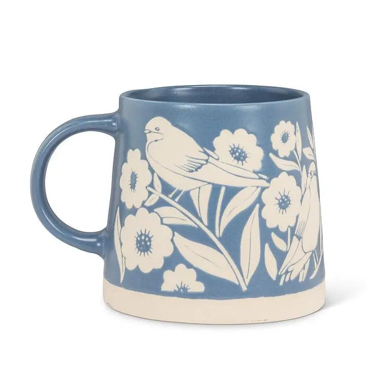 Blue Leaves And Birds Mug